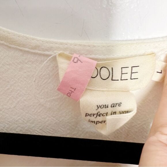 Roolee FLOWER EMBROIDERED EYELET SCALLOP EDGE MIDI DRESS Size L Cotton - Picture 6 of 7